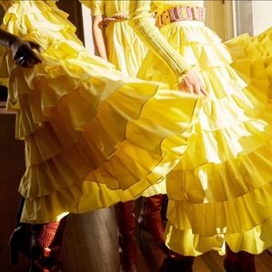 Summer Dress Square Collar Patchwork Ruffles in OS